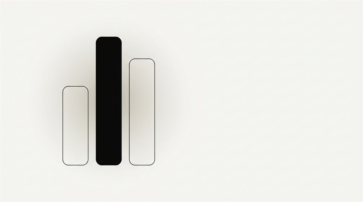 Abstract illustration: three vertical bars of different heights, the tallest one solid black.