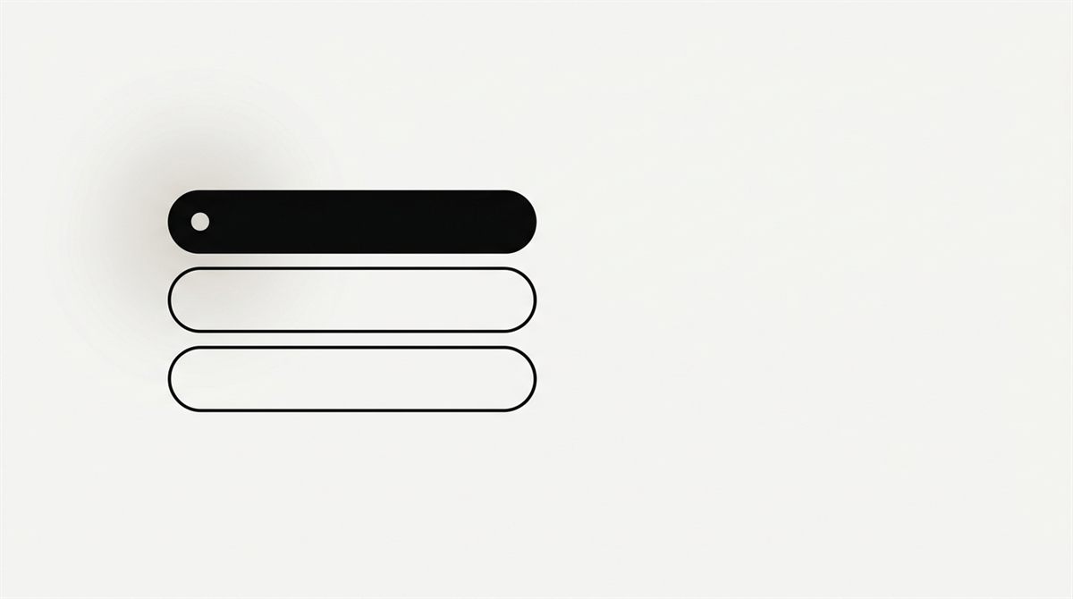 Abstract illustration: three stacked bars like a ranked list, the top one solid black.